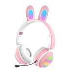 Kinsi ST-81M Auriculares Inalámbricos Bluetooth con Orejas de Conejo Rosas