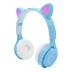 Kinsi Y08M Auriculares Inalámbricos Bluetooth Infantiles RGB con Orejas de Gato Azules
