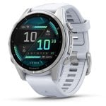 Garmin Fenix 8 Bluetooth Wi-Fi GPS 43mm AMOLED Argent Blanc M Étanchéité 10ATM SpO2