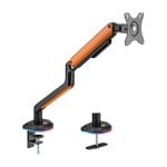 AISENS Support de Table Gaming RGB avec contrepoids rotatif et inclinable pour Moniteur/TV 9Kg (3 Pivots, 1 Bras) de 17-32, Noir-Orange