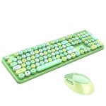 Kinsi Sweet Teclado Inalámbrico 104 Teclas con Botones Redondos más Ratón Incluido Verde Qwerty USA