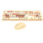 Kinsi Sweet Teclado Inalámbrico 104 Teclas con Botones Redondos más Ratón Incluido Marrón Qwerty USA