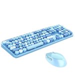 Kinsi Sweet Teclado Inalámbrico 104 Teclas con Botones Redondos más Ratón Incluido Azul Qwerty USA