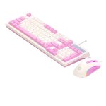 Kinsi KM800 Teclado Retro RGB con Ratón Incluido Rosa Qwerty USA