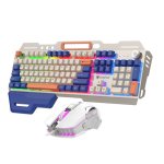 Kinsi K90 Teclado Gaming RGB Retro con 104 Teclas más Ratón Incluido Azul Qwerty USA