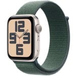 Apple Watch SE GPS NFC 44mm OLED Alluminio Bianco Stella Correa Verde Lago S/M Resistente all’Acqua 50m