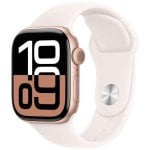 Apple Watch Series 10 GPS + Cellular 42mm OLED Aluminium Roségold Rosa M/L IP6X Wasserdicht Pulsmonitor