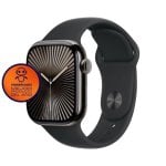 Apple Watch Series 10 GPS + Cellular 42mm Caja Titanio Pizarra con Correa Deportiva Negra S/M