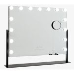 Flamingueo Miroir de maquillage avec lumière 15 ampoules LED Position variable 3 modes d'éclairage Commande tactile Noir Flamingueo Miroir de maquillage avec lumière 15 ampoules LED Position variable 3 modes d'éclairage Commande tactile Noir