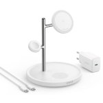 Stazione di ricarica wireless regolabile Anker MagGo 3 in 1 Qi2 15W Bianca