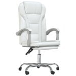 Vidaxl Pulsar Sedia da ufficio reclinabile con poggiapiedi bianca 112,5-122x63x56 cm