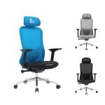 Newskill Nue Silla Gaming Ergonómica Malla Transpirable con Soporte Lumbar Negro-Azul