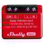 Shelly 1PM Mini Gen 3 Interruptor Inteligente WiFi y Bluetooth, 1 Canal 8A con Medición de Consumo Shelly 1PM Mini Gen 3 Interruptor Inteligente WiFi y Bluetooth, 1 Canal 8A con Medición de Consumo
