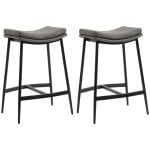 Homcom Conjunto De 2 Taburetes Altos De Cocina Con Estructura De Acero Gris