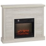 Homcom Chimenea Eléctrica 1800W con Efecto de Llama para Sala 30m2 Gris Claro