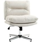 Homcom Silla De Escritorio Sin Brazos Con Altura Ajustable Base Cruzada Gris