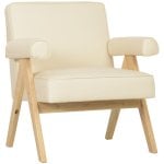 Homcom Cadeirão com Estofo PU e Apoios de Braços até 120Kg Creme