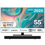 Téléviseur intelligent QLED UHD 4K Nilait Luxe 55UC8003S 55" + barre de son Nilait Harmony Bluetooth 2.0 30 W Téléviseur intelligent QLED UHD 4K Nilait Luxe 55UC8003S 55" + barre de son Nilait Harmony Bluetooth 2.0 30 W