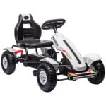 Homcom Go Kart A Pedales Para Niños De 5-12 Años 121x58x61 Cm Blanco