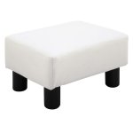 Homcom Reposapiés Otomano Tapizado En Piel Sintética 40x30x24 Cm Blanco