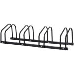 Homcom Aparcamiento Para 4 Bicicletas Soporte De Acero 110x33x27 Cm Negro
