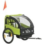 Homcom Remolque De Bicicleta Para Niños +18 Meses De 2 Plazas 140x88x90 Cm Verde