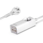Cooles Universal-Multiport-Ladegerät, 65 W, Steckdosenleiste, 5 Anschlüsse, Weiß