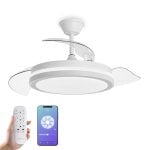 Yoevu Espartan Ventilador de Techo con Luz LED y Aspas Retractiles 107cm Blanco