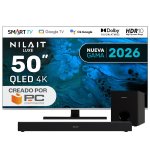 Téléviseur intelligent QLED UHD 4K Nilait Luxe 50UC8003S 50" + barre de son avec caisson de basses Dolby 120 W, 2.1