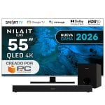 Nilait Luxe 55UC8003S 55" QLED UHD 4K Smart TV + Barra de Som com Subwoofer 120W Dolby, 2.1