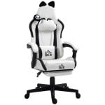 Homcom Silla Gaming Con Orejas Altura Ajustable Reposapiés Retráctil Blanco