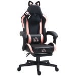 Homcom Silla Gaming Con Orejas Altura Ajustable Reposapiés Retráctil Negro