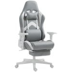 Homcom Silla Gaming Reclinable Con Altura Ajustable Gris Claro Y Blanco