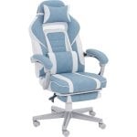 Homcom Silla Gaming Reclinable Con Reposapiés Retráctil Soporte Lumbar Azul Homcom Silla Gaming Reclinable Con Reposapiés Retráctil Soporte Lumbar Azul