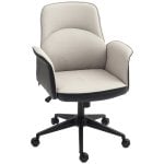 Homcom Silla De Oficina Giratoria Con Altura Ajustable Carga 120 Kg Beige Negro