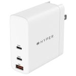Hyper Targus HyperJuice 140 W GaN PD3.1 3-Port-Wandladegerät + 2 m USB-C-auf-USB-C-PD3.1-Kabel + Reiseadapter
