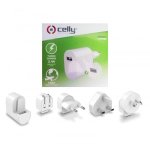 Celly 4 en1 Turbo 2.4a Cargador de Viaje 4 En 1 Conectores USA/Europa/UK/AU