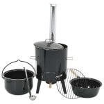 Vidaxl Forno Para Gulasch Com Chaminé e Tampa Aço Esmaltado Preto