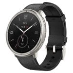 Amazfit Active 2 NFC Bluetooth 43,9mm AMOLED Silber mit schwarzem Lederarmband Wasserdicht 5ATM SpO2