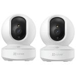 Caméra de sécurité intérieure rotative EZVIZ TY1 3MP, pack double, 2K, Wi-Fi, blanc