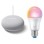 Google Nest Mini Tiza + Wiz Bombilla Inteligente LED Wi-Fi 8.5W E27 RGB