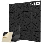 Yoevu Pack 12 Paneles Acústicos Rectangulares Con Diseño Geométrico 30x30x1cm Negros Yoevu Pack 12 Paneles Acústicos Rectangulares Con Diseño Geométrico 30x30x1cm Negros