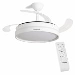 Ventilatore da soffitto InnovaGoods Keteez con luce LED e 4 pale retrattili 72W Bianco