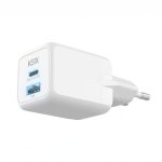 Caricabatterie rapido Ksix 1xUSB-C + 1xUSB 30W Bianco