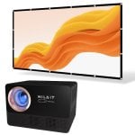 Projecteur LCD Nilait Scene Prime 1200 ANSI FHD+, écran de projection PcCom Essential, cadeau