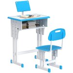 Homcom Juego de Escritorio y Silla para Niños Ajustable 60x45x90-102cm Azul