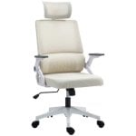Vinsetto Silla De Oficina De Malla Con Altura Ajustable Y Reposabrazos Beige