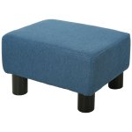 Homcom Reposapiés Salón De Tela De Lino Con Asiento Acolchado Patas Azul Oscuro