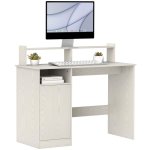 Homcom Escritorio con Estantería con Soporte Para Monitor 108x50x94cm Crema