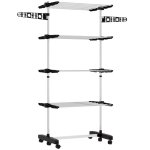 Homcom Tendedero Vertical Plegable de 4 Niveles con 6 Ruedas Negro y Plata